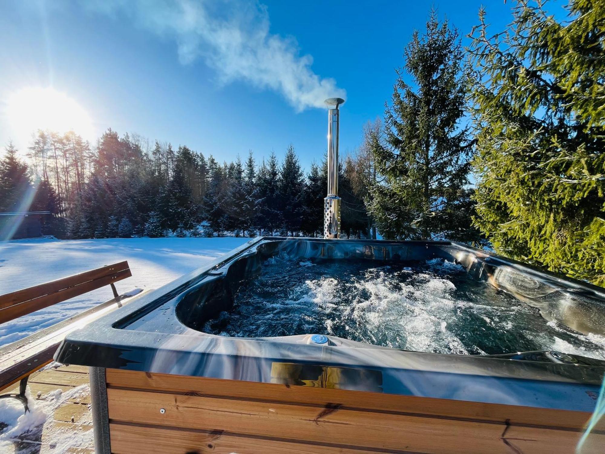 Domek Z Kominkiem Nad Jeziorem Z Jacuzzi Ogrodowym Sumowo (Sejny) Exterior foto