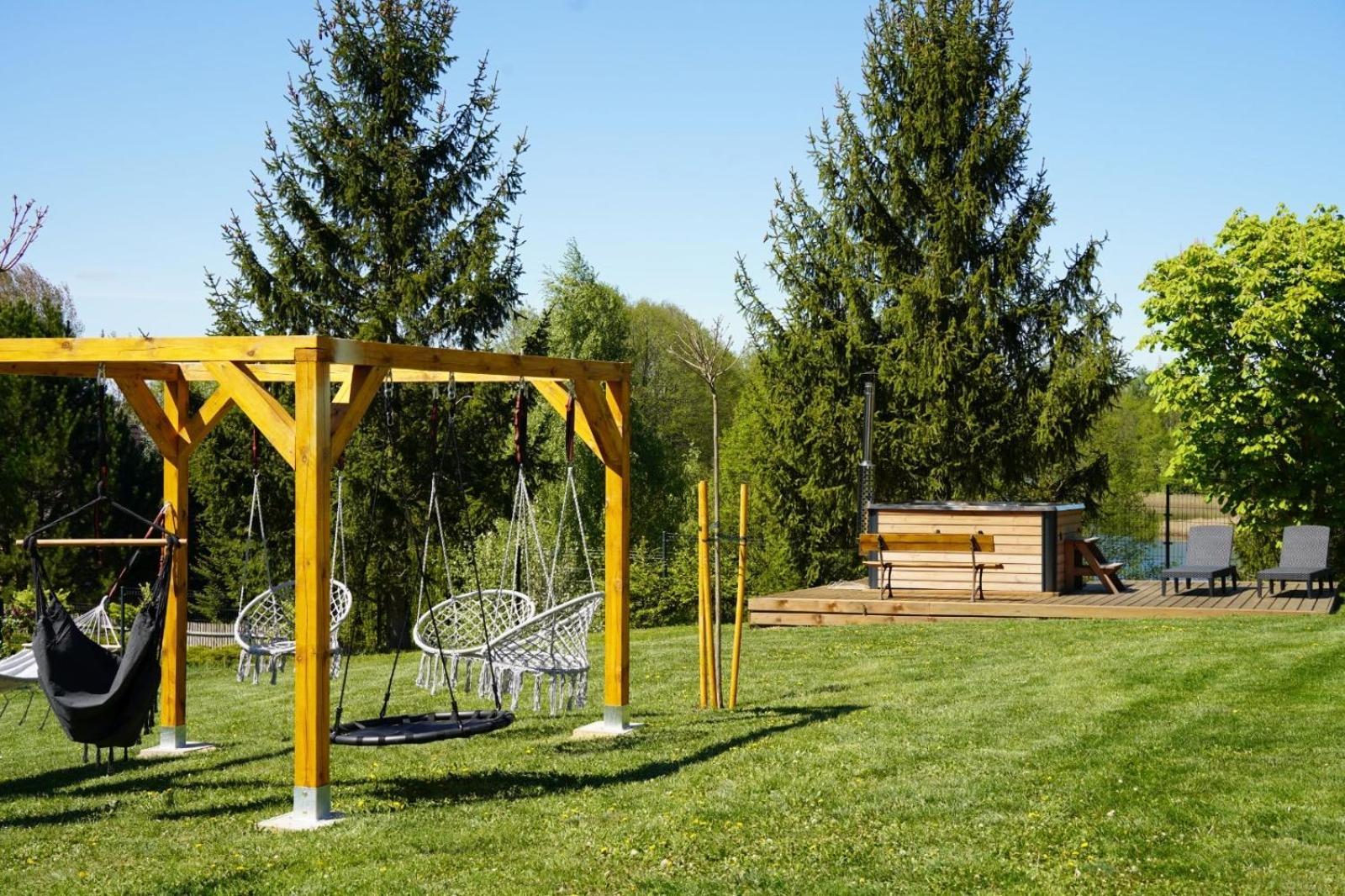 Domek Z Kominkiem Nad Jeziorem Z Jacuzzi Ogrodowym Sumowo (Sejny) Exterior foto
